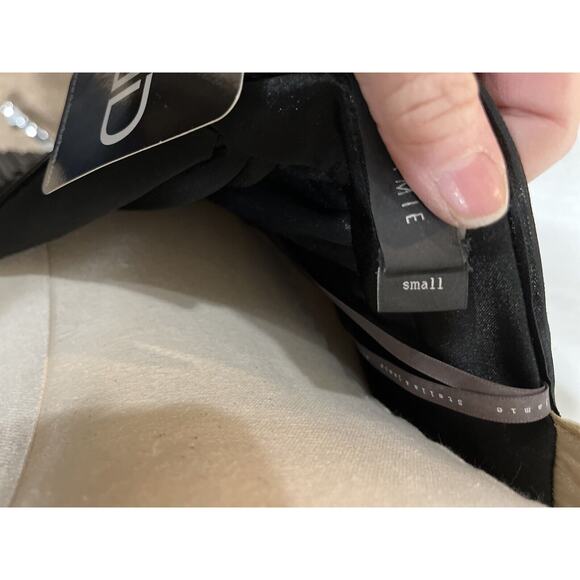 STELLA & JAMIE NEW NWT Black and Champagne Pleated Halter Open Back Dress Small - Picture 13 of 16